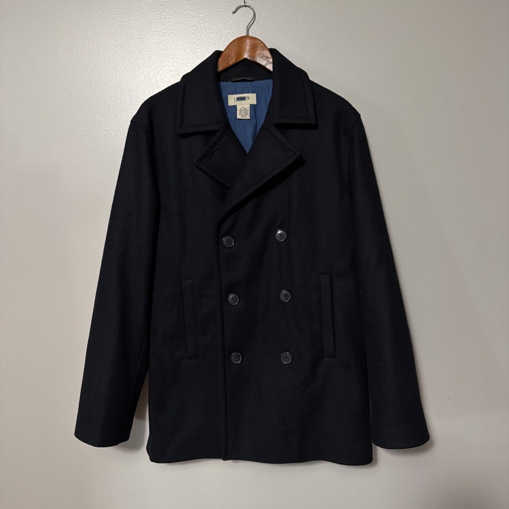J Crew Dock Peacoat Wool Blend Quilted Lined Coat Jacket Medium